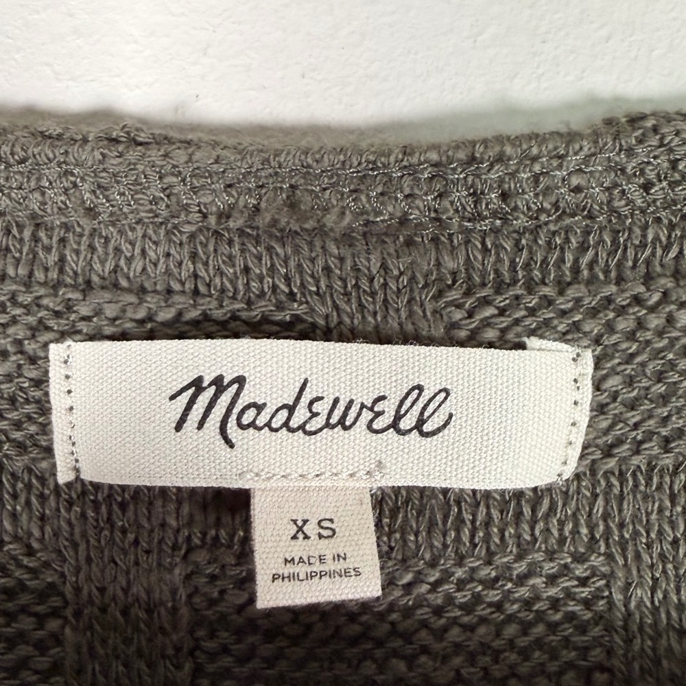 Madewell Olive Green Basketweave Knit Button Front Sweater Vest NN249 Womens XS - Picture 3 of 9